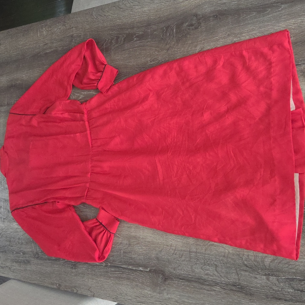 Vintage Frances Henaghan Long Sleeve Button Down Wrap Dress Retro Red Small - Picture 11 of 11
